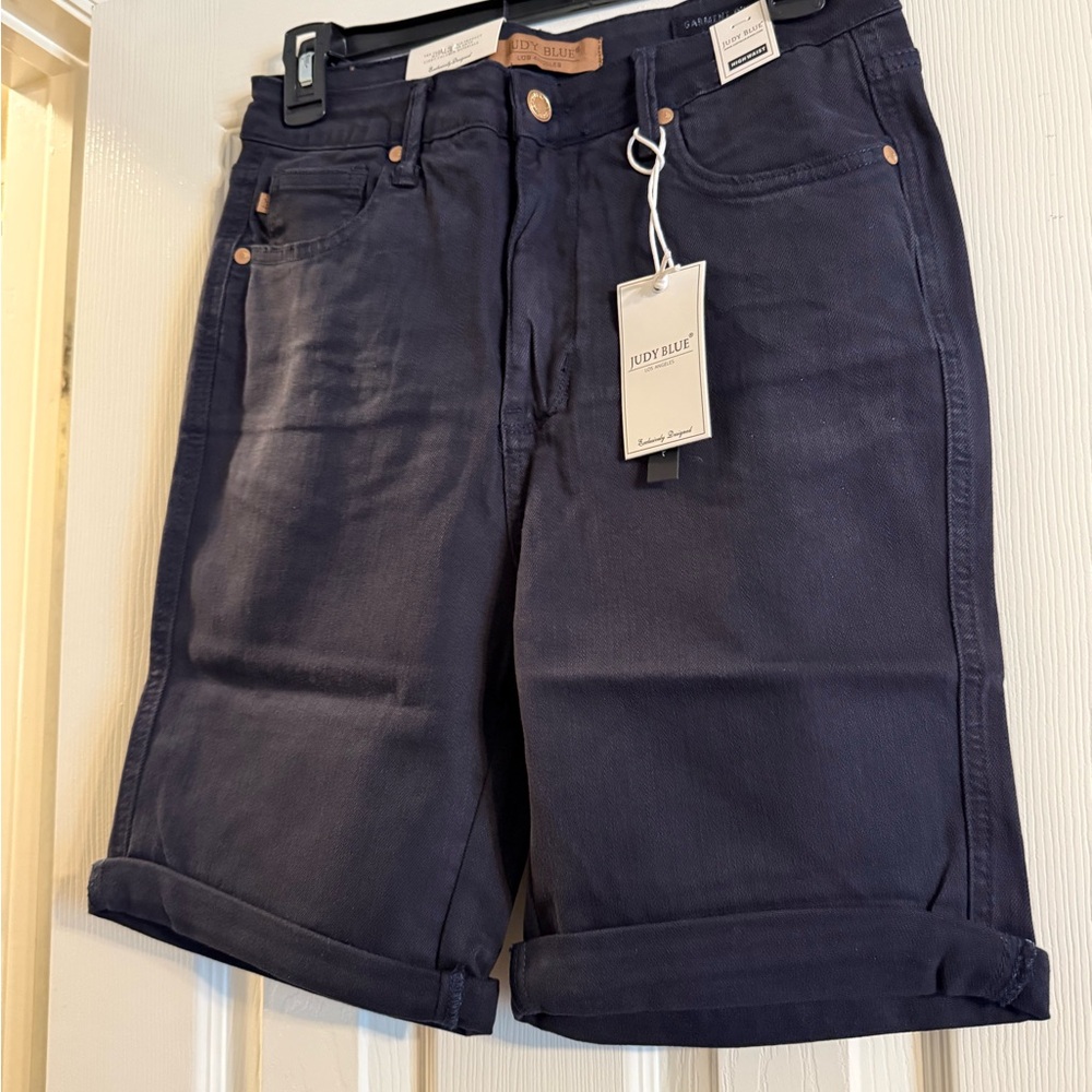 Judy Blue Bermuda Shorts Navy - Lg High Waist Tummy Control - NWT